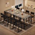thumbnail image 4 of Dining Table Set for 4 W/Footrest & Backrest, Counter Height Table with 4 Upholstered Bar Stools, Kitchen Table Set with Corner Protector, for Small Space, Retro Gray, 4 of 8