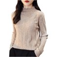 thumbnail image 2 of Sentmoon Chandail Tricoté à Col Rond à Manches Longues Cardigans Surdimensionnés pour Femmes Couleur Unie Chaud Ample Veste Tricotée d'Automne pour Femmes Mode d'Hiver pour Tenue de Brunch de Fin de Semaine Brun TG, 2 of 4