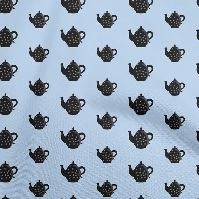 oneOone Velvet Light Dusty Blue Fabric Tea Kettle Craft Projects Decor Fabric Printed By The Yard 58 Inch Wide-W2