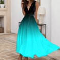 thumbnail image 2 of B91xZ Robes d'Été pour Femmes Décontractées Sans Manches Col Rond Taille Élastique Robe Midi à Volants, Bleu S, 2 of 5