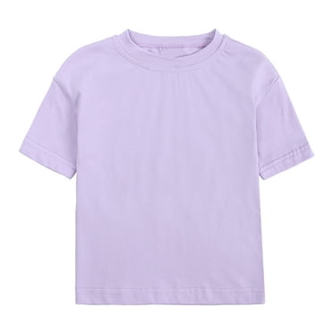 YOUSNH Tout-Petits Enfants Bébés Garçons Filles T-Shirts Basiques Unis à Manches Courtes Col Ras du Cou Hauts Tee Vêtements pour Enfants Filles Hauts Violet 4-5 Ans