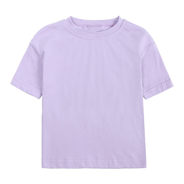 BYHONG T-Shirts Basiques à Manches Courtes pour Garçons et Filles, Col Rond, Vêtements Décontractés pour Enfants, Violet 80