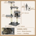 thumbnail image 3 of PawHut 46Inch Scratching Cat Tree Multi Level Activity Center Grey, 3 of 10