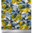 thumbnail image 1 of Soimoi Rayon Crepe Fabric Leaves & Lemon Vegetable Print Fabric by Yard 46 Inch Wide, 1 of 3