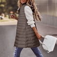 thumbnail image 4 of DPTALR Femmes Chaud Gilet à Poches Manteau Long Veste Hiver Sans Manches Doudoune Parkas, 4 of 5