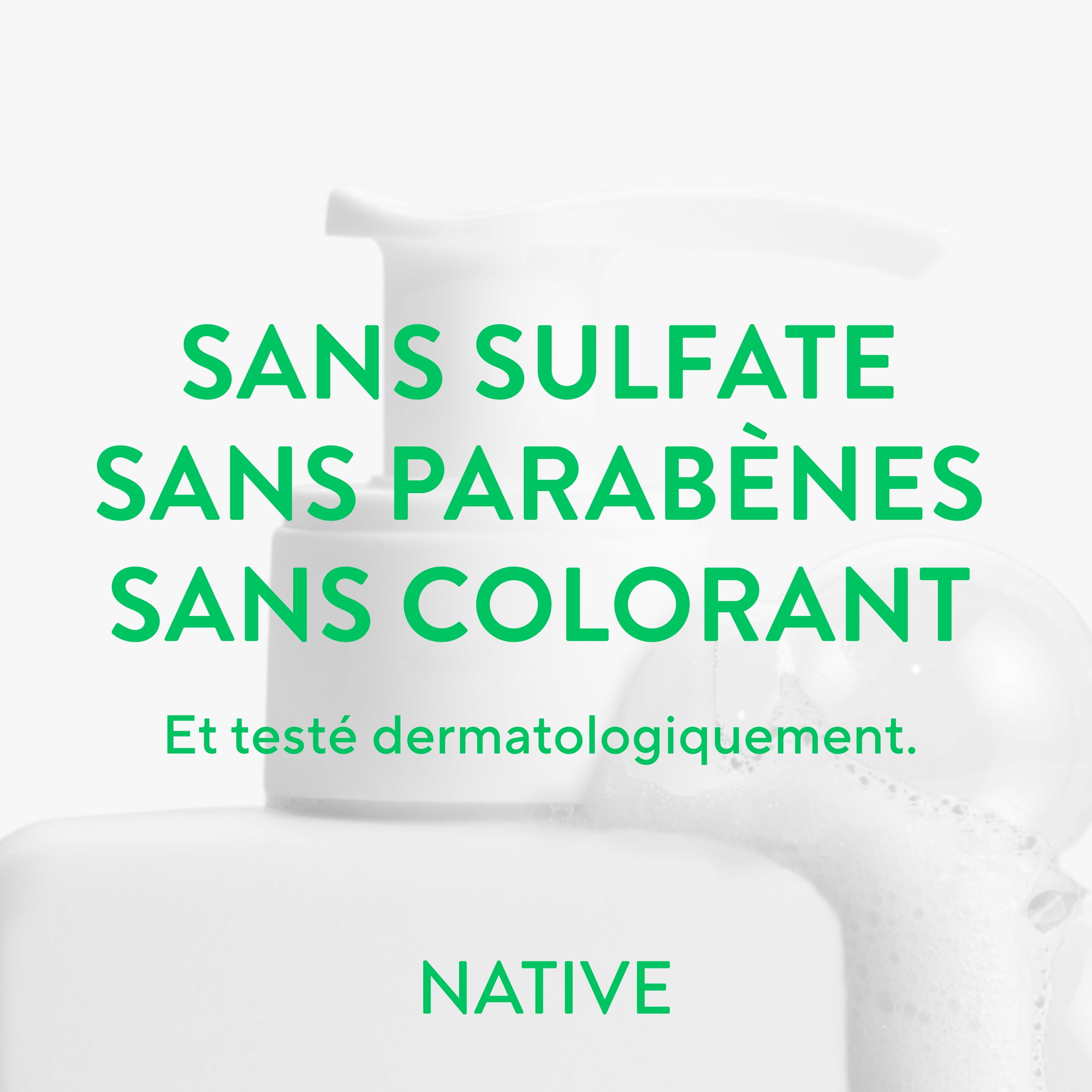 Nettoyant doux pour le visage Native pour peau sensible, sans parfum, sans sulfate, avec vitamine B3 et aloès, testé dermatologiquement, 370 mL