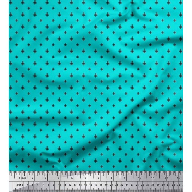 Soimoi Rayon Crepe Fabric Hash Sign Geometric Print Fabric by The Yard 46 Inch Wide