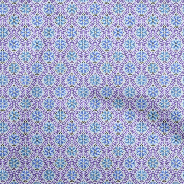 oneOone Polyester Spandex Blue Fabric Asian Suzani Craft Projects Decor Fabric Printed By The Yard 56 Inch Wide