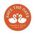 thumbnail image 1 of Darling Souvenir Round 45 Pcs Loving Swans Save The Date Stickers Personalized Bride Groom Names And Date Envelope Seals - Orange, 1 of 4