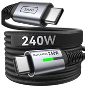 Câbles USB-C INIU, câble USB C 6,6 pi / 2M, cordon de chargement rapide 240W Type C, tressé USBC pour chargeur d'ordinateur portable Macbook iPhone 16 15 Samsung S24 etc.