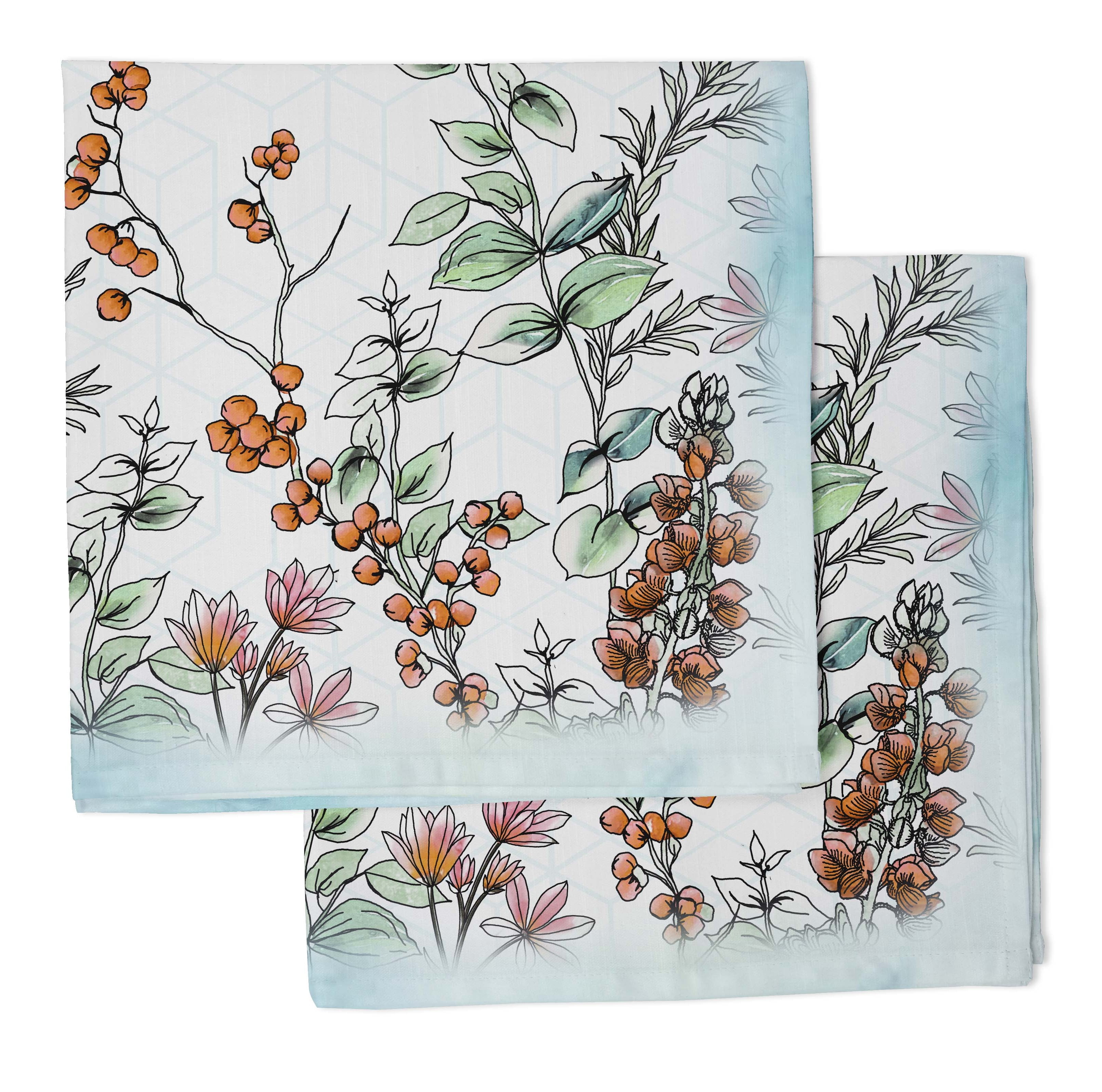 Vargottam Collection de Luxe Linge de Table Décor Serviette en Coton Tissu Imprimé Serviettes Réutilisables Ensemble de 4, 20 X 20 - Baies