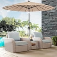 thumbnail image 2 of Costway Parasol de Marché Rond pour Patio de 9 Pi avec Inclinaison à Bouton-Poussoir, Manivelle, Dessus Ventilé Beige, 2 of 10