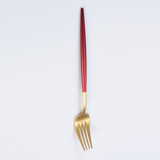 Zhuge 4Pcs Dinner Forks Stainless Steel Silverware Forks Modern Flatware Cutlery Forks-Gond Red