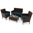 thumbnail image 2 of Costway 4 PCS Patio Furniture Set withWashable Cushions and Tempered Glass Coffee Table Blue, 2 of 9