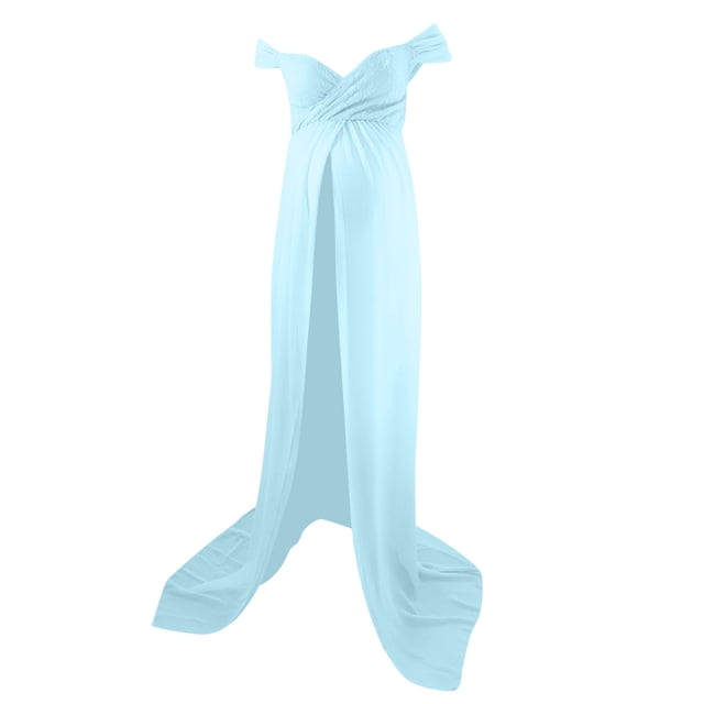 Robe Traînante Sans Manches en Maille de Maternité - Robe de Séance Photo d'Allaitement pour Femmes Enceintes