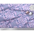 thumbnail image 3 of Soimoi Purple polyester Crepe Fabric Vector Design Damask Printed Fabric 1 Yard 52 Inch Wide, 3 of 3