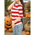 thumbnail image 4 of INSPIRE CHIC T-shirt à Manches au Coude d'Halloween pour Femme Haut Décontracté Basique Col Bateau Coupe Ajustée Tee Petit Rouge, 4 of 6
