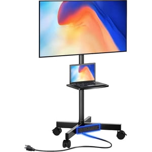 Mobile TV Cart with Power Outlet for 23-60 Inch Screens  Up to 88 lbs, Height Adjustable Rolling Stand with AV Shelf, VESA 400x400 mm