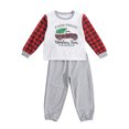 thumbnail image 2 of goowrom Enfants Imprimé Voiture Dessin Animé Col Rond Manches Longues + Pantalons Longs Couleur Unie, 2 of 6