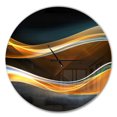 thumbnail image 1 of Designart '3D Gold Waves in Black ' Modern wall clock, 1 of 4
