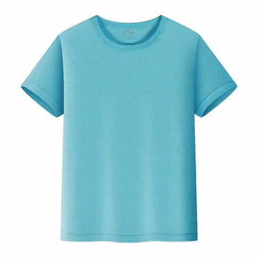 PMVFHDE Kids Mesh Quick-Drying T-Shirt | Toddler Boys & Girls Short Sleeve Crew Neck | Summer Playwear, Athletic Breathable Everyday Casual Tees Light Blue,2-3 Years