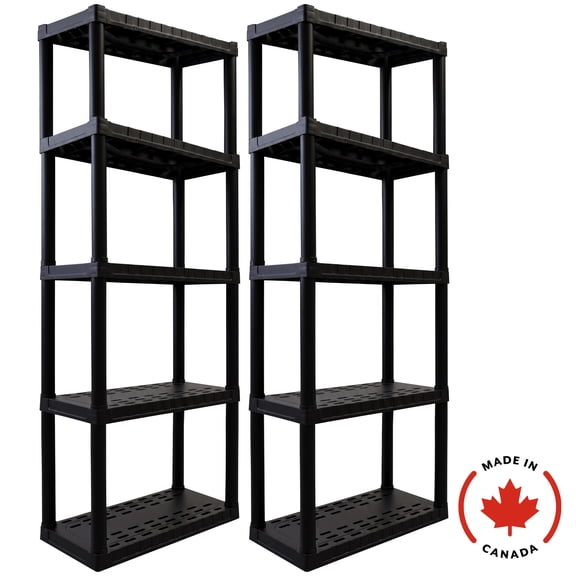 Hyper Tough Garage Shelving Unit Heavy Duty 5-Tier 75"H x 30"W x 14"D 2-Pack, Black 450 lbs Total Capacity