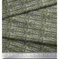 thumbnail image 3 of Soimoi Poly Georgette Fabric Stripe,Leaves & Floral Block Print Fabric by Yard 52 Inch Wide, 3 of 3