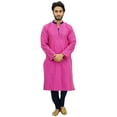 thumbnail image 2 of Atasi Designer Men's Party Wear Pink Kurta Pyjama Set Long Dupion Shirt-Small, 2 of 7