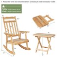 thumbnail image 3 of Costway 2PCS Patio Wooden Rocking Chair Bistro Set High Backrest W/Folding Side Table, 3 of 8