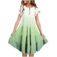 thumbnail image 1 of RXIRUCGD 2025 Vêtements d'Été pour Enfants Mode Filles Nouvelle Robe d'Été à Manches Courtes Poches à Volants Col Rond Imprimé, 1 of 4