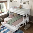 thumbnail image 3 of Costway Twin Over Twin Pull-Out Bunk Bed with Trundle Wooden Ladder White, 3 of 9