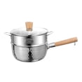 thumbnail image 3 of QualitChoice Highly Functional Cooking Pot And Durable Saucepan With Wooden Handle Preparing Soups And Sauces Electric Flat Bottom Silver 16cm, 3 of 6