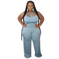 thumbnail image 1 of Plus Size 2 Piece Outfits Crop Top Taille Haute Pantalons Ensembles, 1 of 8