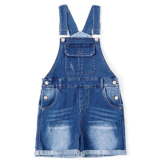KIDSCOOL SPACE Girls Shorts, Baby Little Girls Stretchy Denim Shortalls, Light Blue,3-4 Years