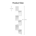 thumbnail image 3 of 5-Tier Floating Corner Bookshelf, Wooden Corner Shelf Wall Mount Plant Display Shelves for Home Office, Living Room, Bedroom, Bathroom, White, 3 of 8