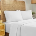 thumbnail image 1 of Ensemble de draps et taies d'oreiller 100% coton à 600 fils - Ensemble de 4 draps de lit en coton peigné extra-long blanc pur pour lit pour matelas, poche profonde de 16 po, tissage satiné doux et so, 1 of 5