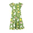 thumbnail image 2 of Robe de Pâques pour Filles, Robe d'Été Imprimée à Manches Courtes avec Poche à Volants et Col Rond, Jupe à Volants et Détail d'Épaule pour Enfants de 6 à 15 Ans, 2 of 5