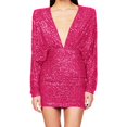 thumbnail image 2 of Pisexur Robes pour Femmes Robe de Cocktail à Col en V Profond Robe de Soirée à Paillettes de Mode Robe de Boîte de Nuit de Fête Tunique Dos Ouvert Robes de Retour à la Maison Robe Élégante pour Invitée de Mariage Robe Midi, 2 of 6