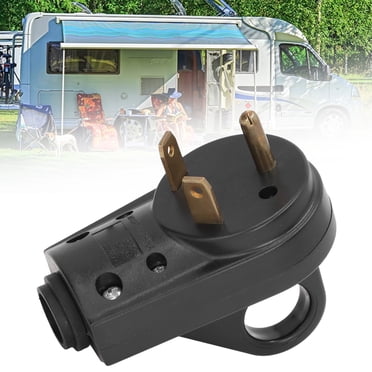 Fiche de VR 30 A, Fiche Mâle de VR Sécuritaire de Remplacement, Broches en Laiton à 3 Broches, Fiche US 125 V avec Poignée Ergonomique pour Campeurs