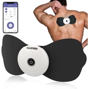 Sans fil TENS & EMS Massaire de soulagement de la douleur de l'unité dos - APP Bluetooth contrôlé EMS Machine de stimulation musculaire pour le soulagement de la douleur du cou des jambes arrière (noir)