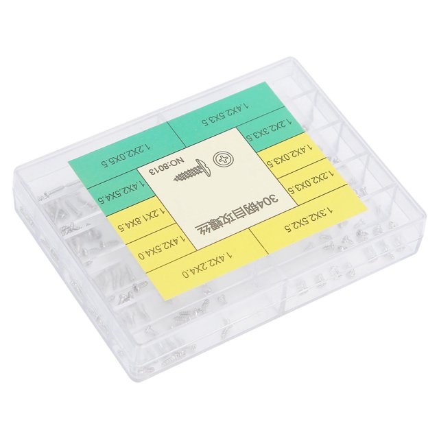 Qiilu Screws Assortment Self-Tapping Screw Wear Resistant Light Weight With Plastic Box Necessary For Glasses Repairing Professionals