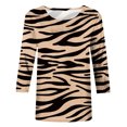 thumbnail image 4 of Hauts d'Entraînement pour Femmes Mode T-shirt Imprimé Manches 3/4 Blouse Col Rond Hauts Décontractés Blouses pour Femmes en Liquidation, 4 of 5