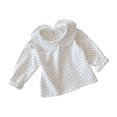 thumbnail image 1 of MeetoTime Children's Cotton Shirt Long Sleeved Doll Collar Solid Color Pullover Top Kids Spring Fall Clothes for Girls, 1 of 3