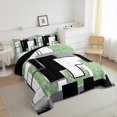 thumbnail image 4 of YST Lime Green Black Grey Comforter Set Queen Abstract Geometric Checkered Bedding Set Square Sequins Down Comforter For Kids Adults,Geometry Grid Bed Set For All Season Room Decor, 4 of 6