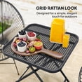 thumbnail image 4 of Outsunny Table Pliante d'Extérieur pour Patio, Table d'Appoint à Carreaux Façon Rotin, Noir, 4 of 10