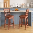 thumbnail image 4 of Gymax 2PCS 24.5 Inch Counter Height Bar Chairs Swivel Bar Stools w/ Hollow Backrest Walnut, 4 of 8