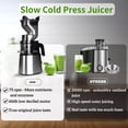 thumbnail image 2 of Intexca 300W Cold Press Juicer, 5.1" Feeding Chute, Quiet, Pulp Separation, Stainless Steel, 2 of 7