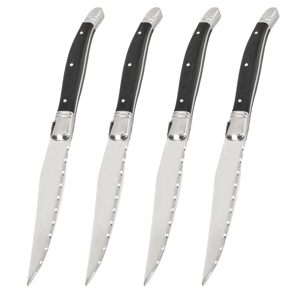 Steak Knives Set of 4, Triple Rivet Stainless Steel Serrated Steak Knife Set, Sharp Blade, For Kitchen Restaurant Tableware Camping ,Dishwasher Safe
