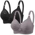 thumbnail image 2 of Bras for Women, 2PCS Womans Printing Gathered Together Large Size Daily Bra Underwear No Rims, 2 of 9