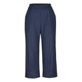 thumbnail image 4 of VEKDONE Womens Cotton Linen Capris Pants Navy XXXL, 4 of 9